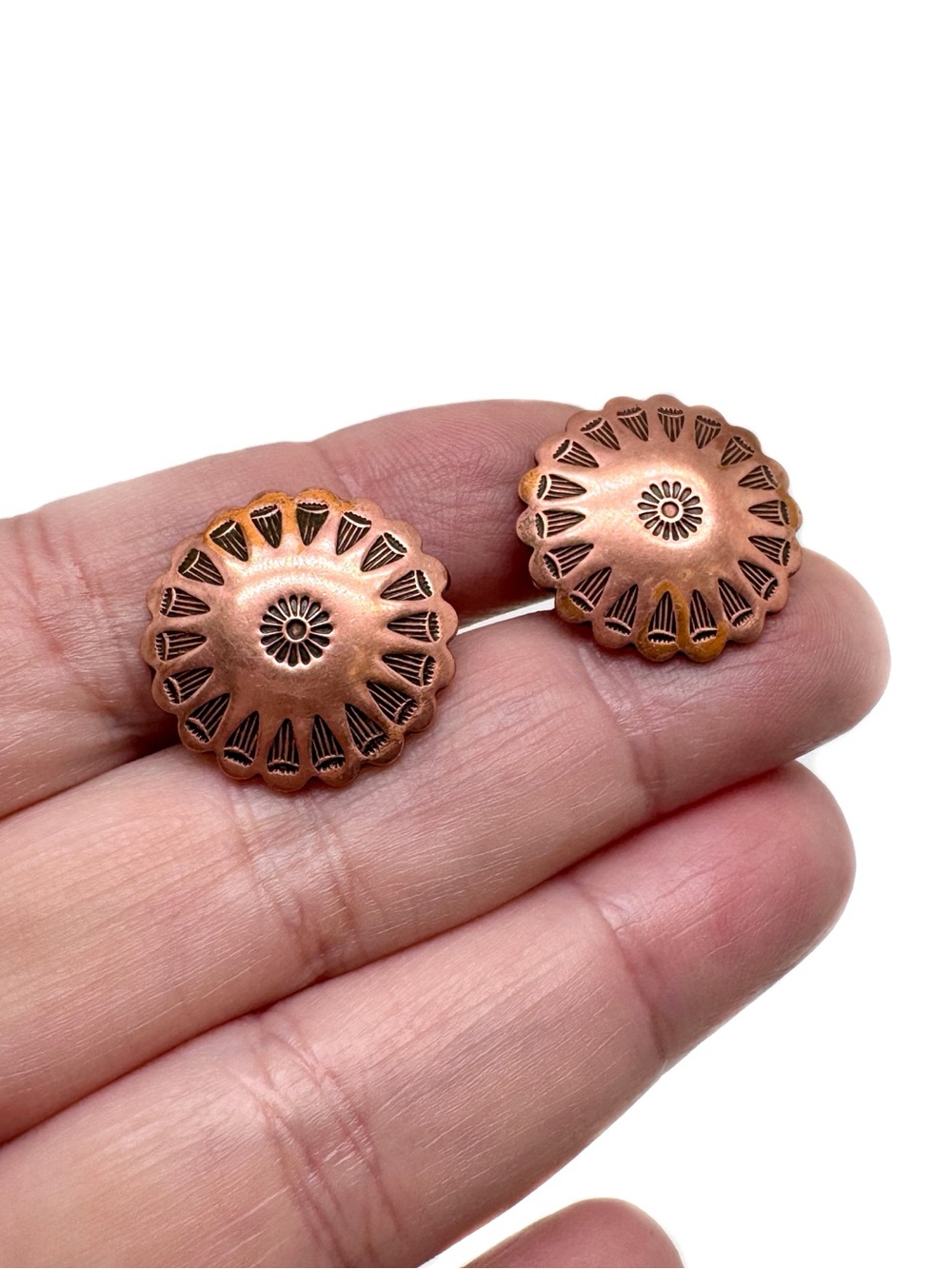 Vintage Copper Concho Screwback Earrings